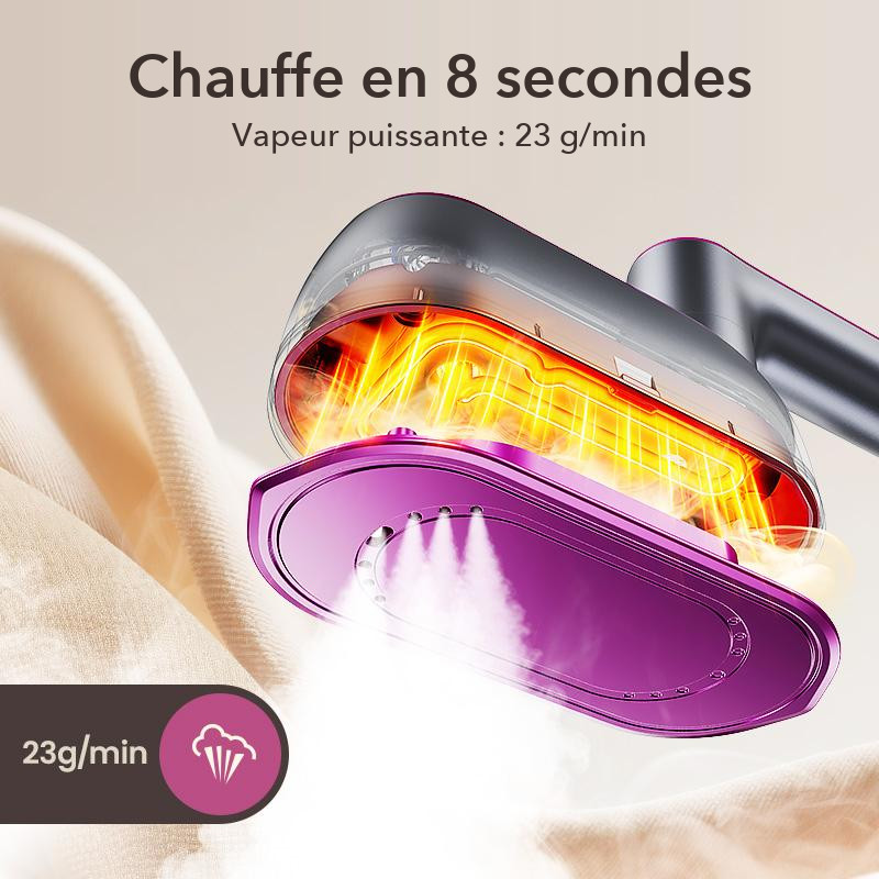 Semelle en chauffe, vapeur puissante de 23 g/min
