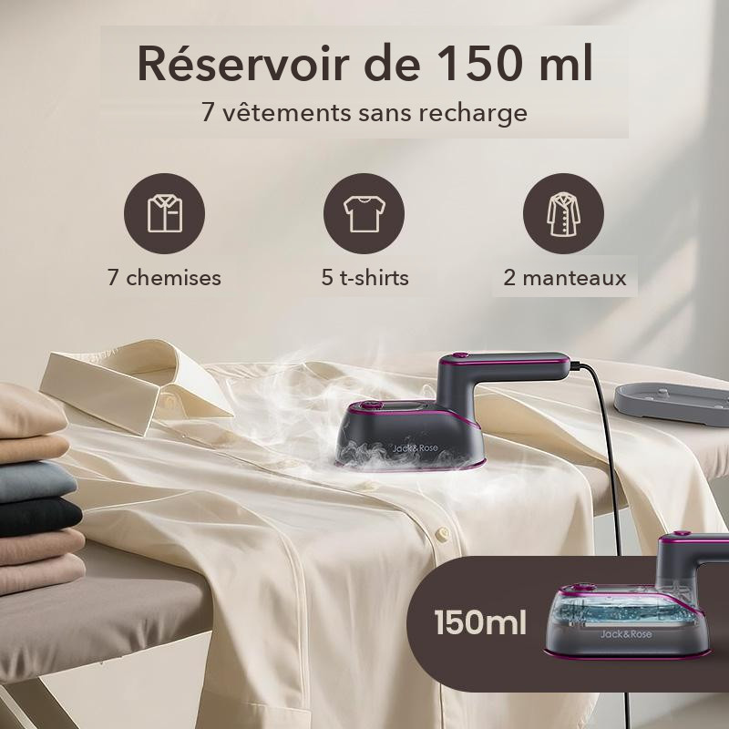 Réservoir de 150 ml : 7 chemises sans recharge